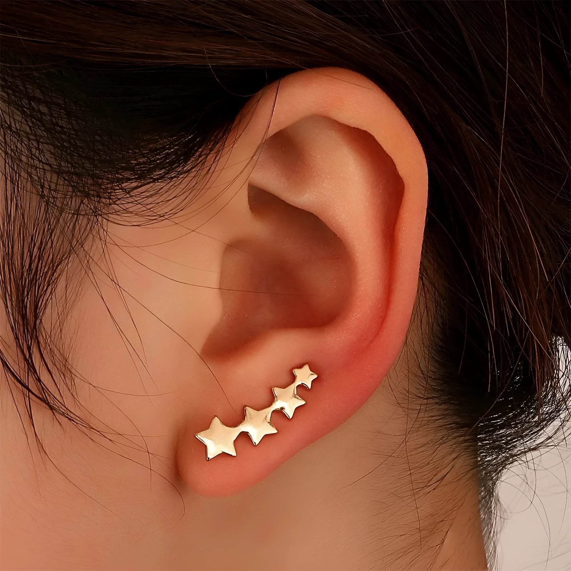 Copper leaf clip-on earrings for women without pierced ears, KC golden star A-896 style