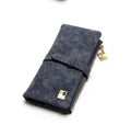 Korean retro matte Pu leather women's vertical long wallet with zip closure showing multiple card slots