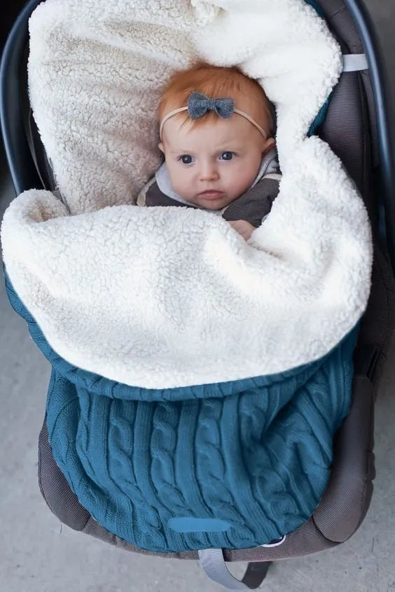 Baby stroller sleeping bag with envelope design in multiple colours showing lamb cashmere lining