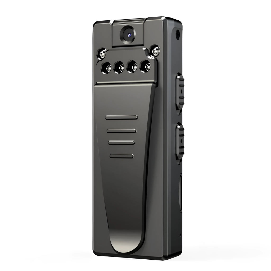 Black 1080p HD DV home camera with 90-degree rotation on a flat surface.
