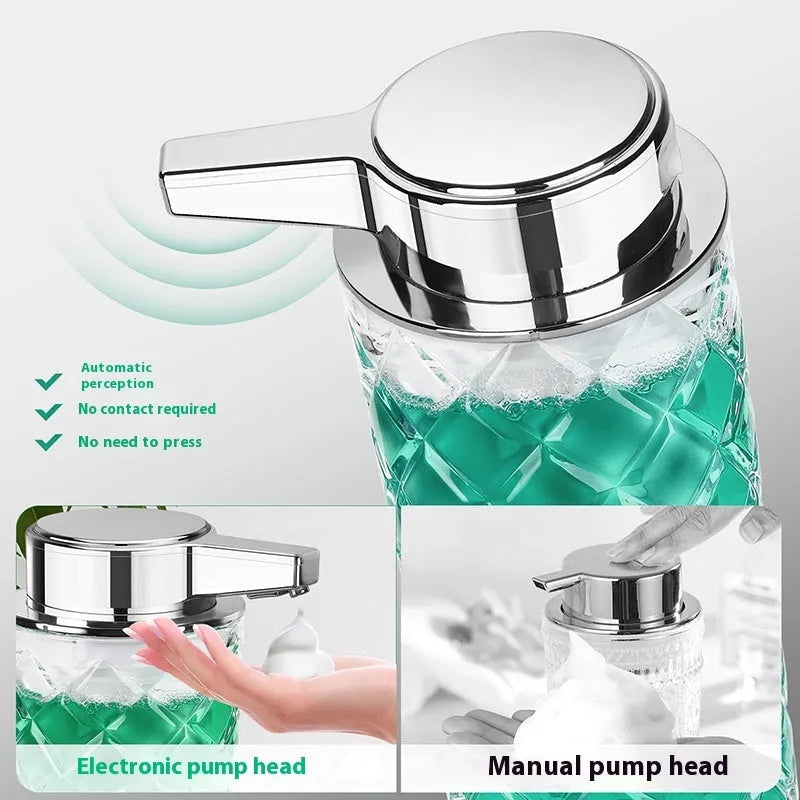 Automatic sensor soap dispenser with silver PET shell and Type-C charging port