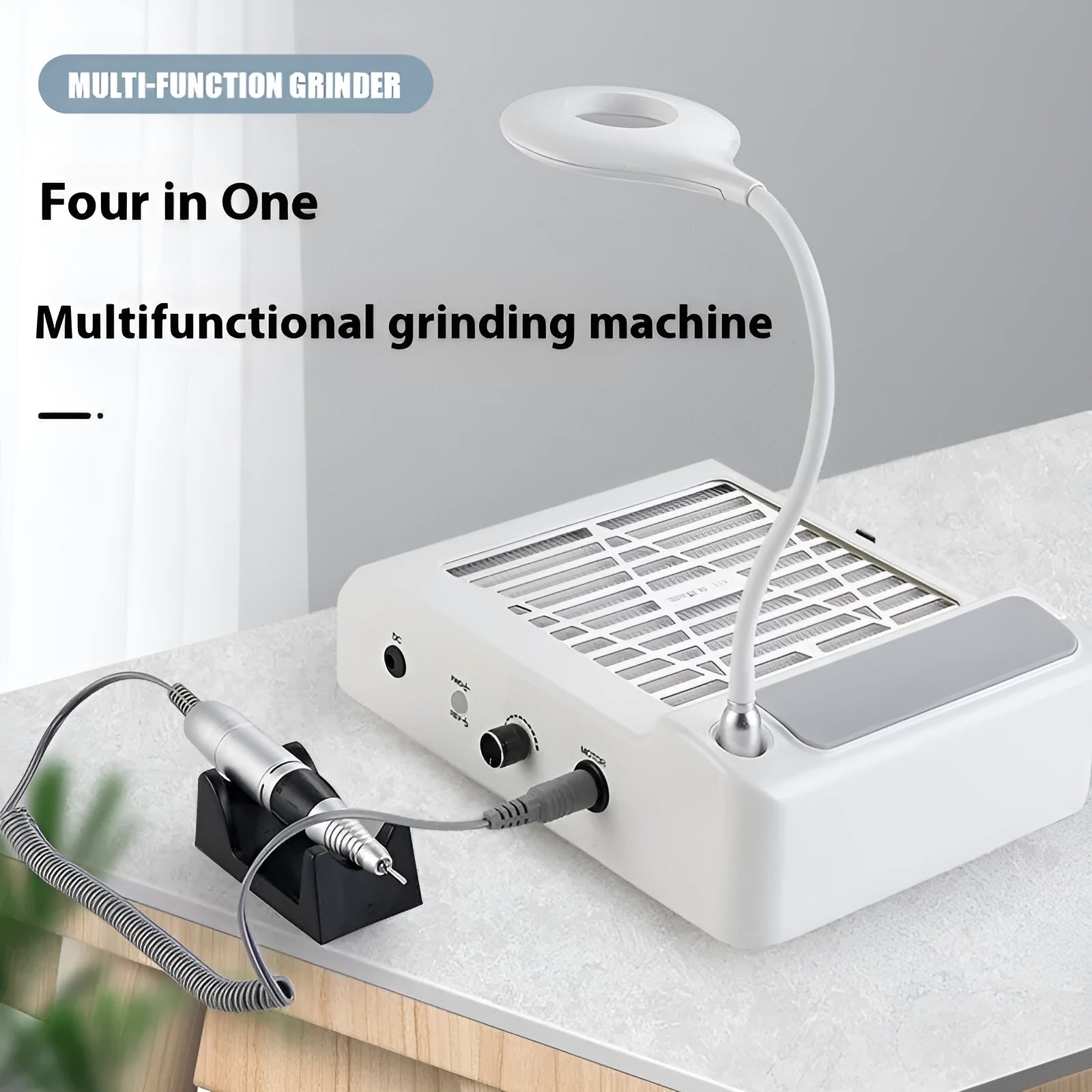 White four-in-one nail polishing machine with vacuum cleaner function