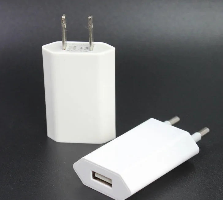 USB travel charger and cable set compatible with iPhone and iPad models showing multiple cable length options