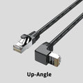Cat6 Ethernet cable with a black right-angle RJ45 connector, available in multiple colours and lengths.