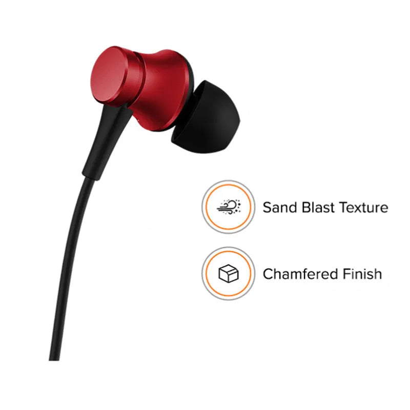 Piston wired in-ear headphones with 3.5mm jack in black, blue, and red colour options