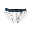Men's low-waist cotton briefs shown in a two-tone colour combination, such as black with red trim.