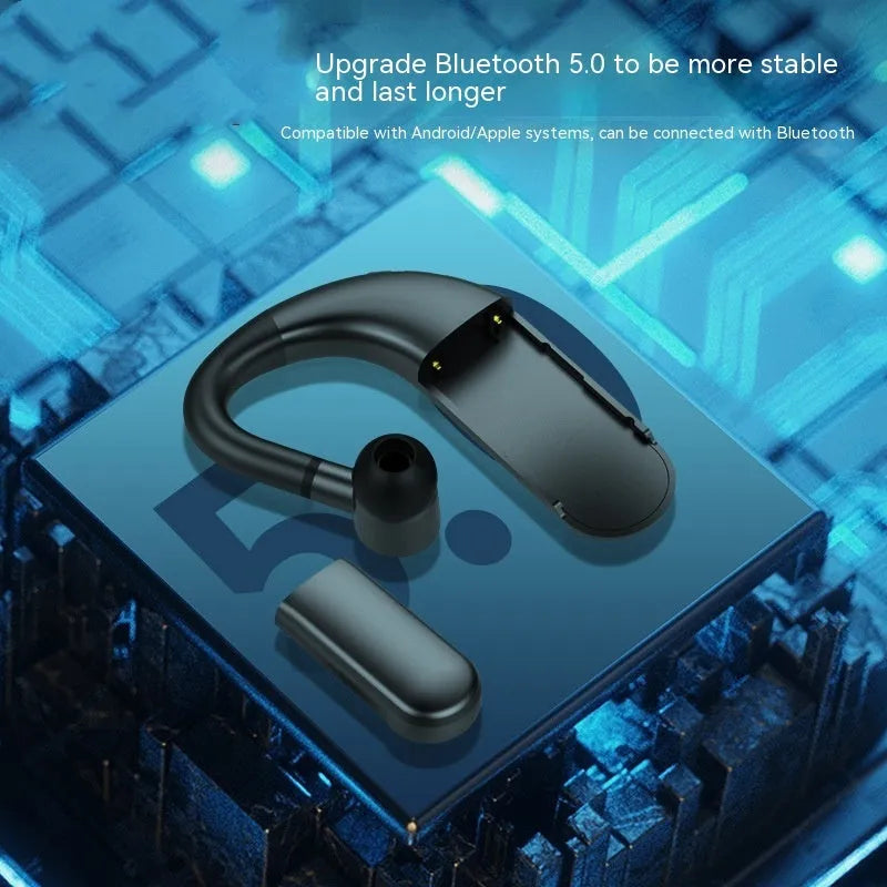 Black digital display ear hook sports headset with dual battery and in-ear fit
