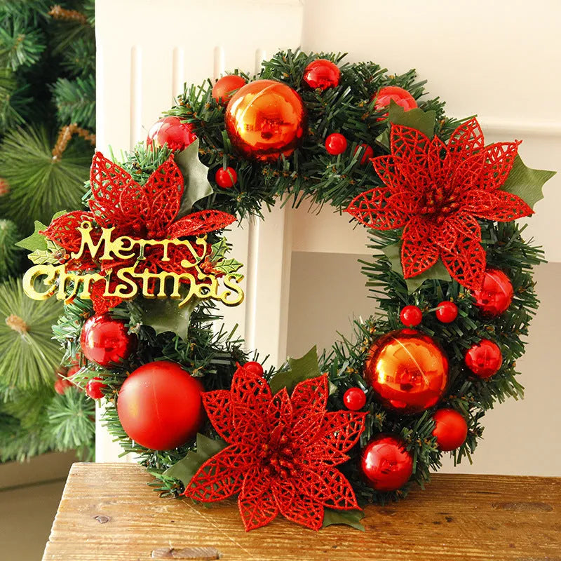 30cm multicolour plastic Christmas wreath decoration for doors or gardens
