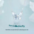S925 silver butterfly necklace with ice rain design pendant on adjustable O-ring chain