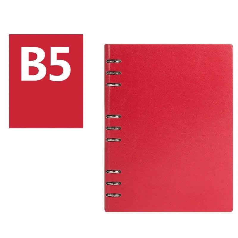 Simple business loose-leaf notebook with imitation leather cover in multiple colours and sizes