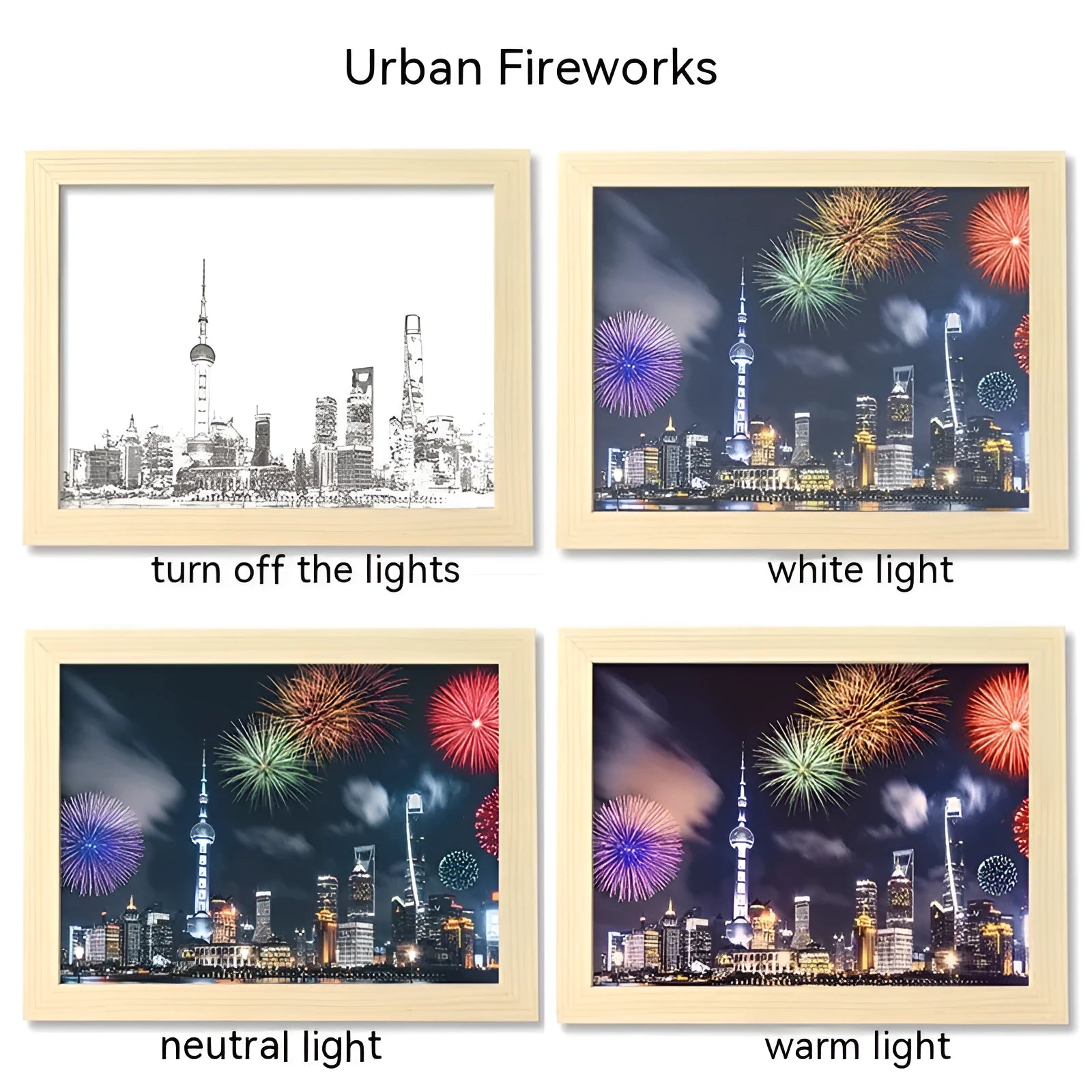 USB LED luminous picture frame night lamp showing illuminated landscape design in modern plastic frame