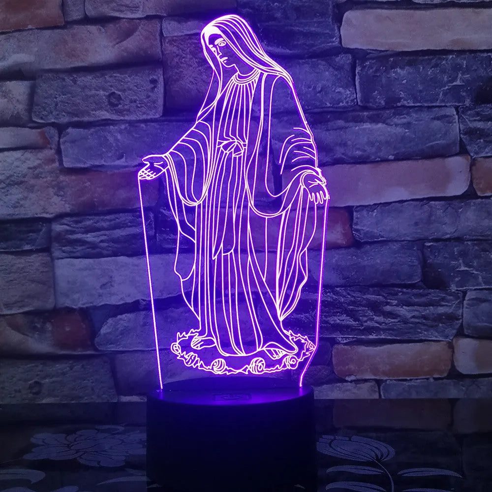 3D LED night light with colourful dual ring pattern on acrylic panel and ABS base.