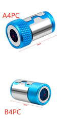 Light blue slotted screwdriver bit with magnetic ring for metric screws
