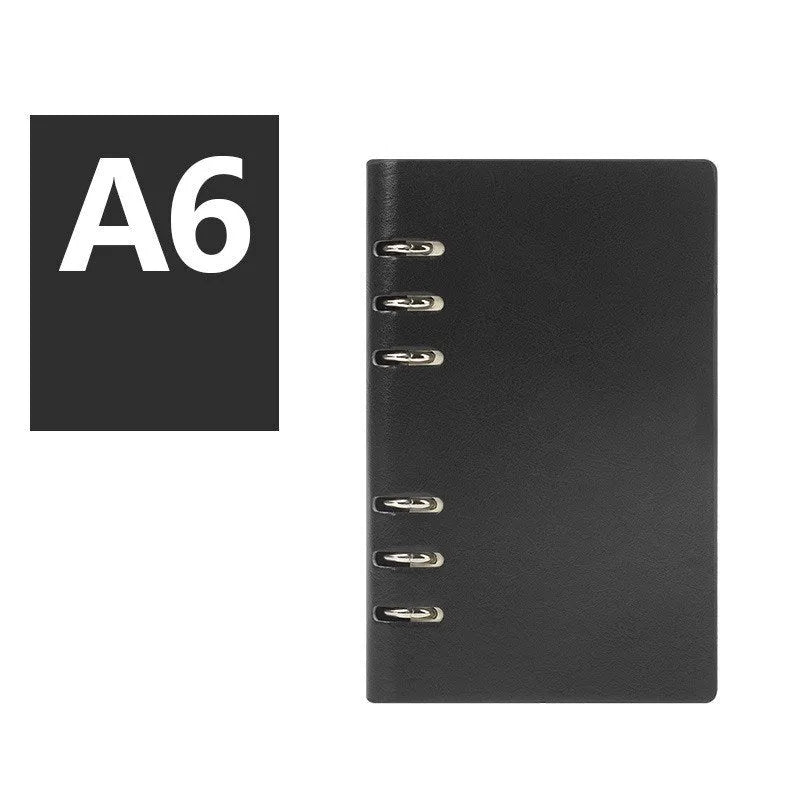 Simple business loose-leaf notebook with imitation leather cover in multiple colours and sizes