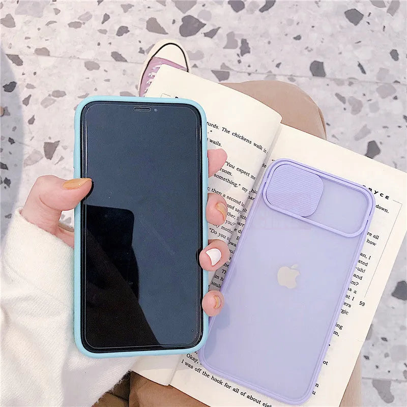 Frosted matte silicone iPhone case in multiple colours showing camera lens protection cut-out