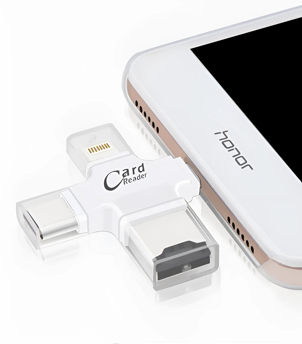 Cross Card Reader four-in-one external USB 2.0 card reader for mobile phones in black