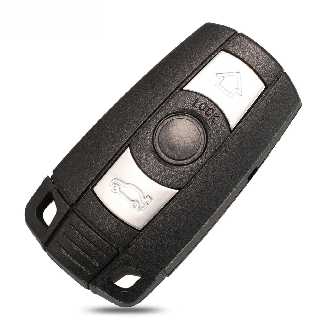BMW CAS3 semi-intelligent remote car key fob with three buttons, metal and plastic construction.