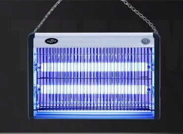Indoor electric mosquito killing lamp unit for household and restaurant fly control.