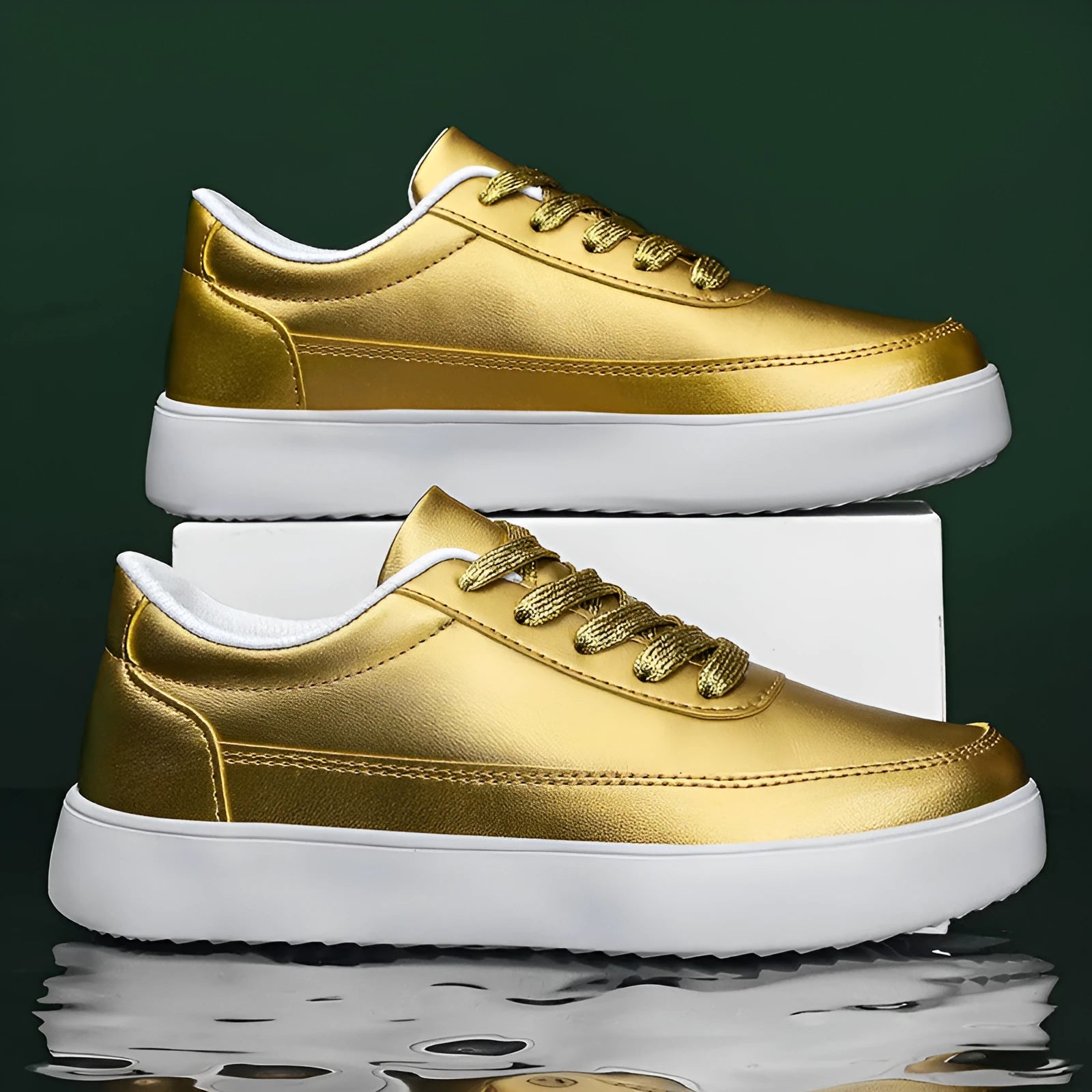 Women's white leather casual flat lace-up shoes on a light background, showing the front and side profile.