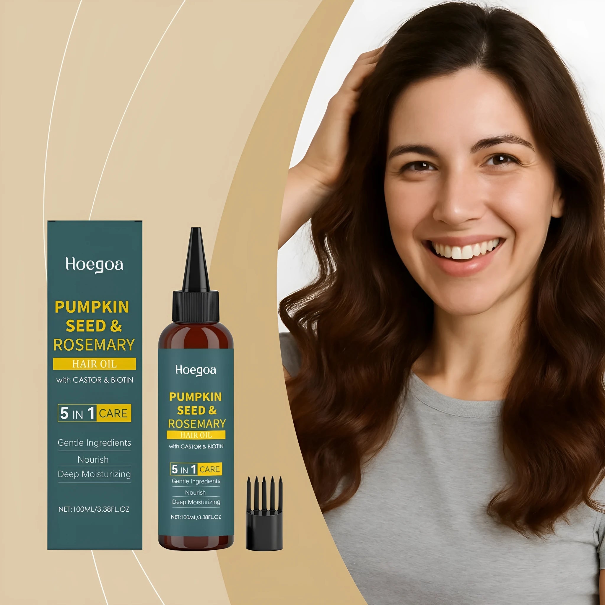 Rosemary essential oil 100ml with pointed nozzle and hair comb for hair treatment