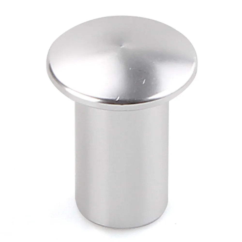 Aluminium alloy car handbrake release button cap in five colour options: black, blue, gold, red, silver.