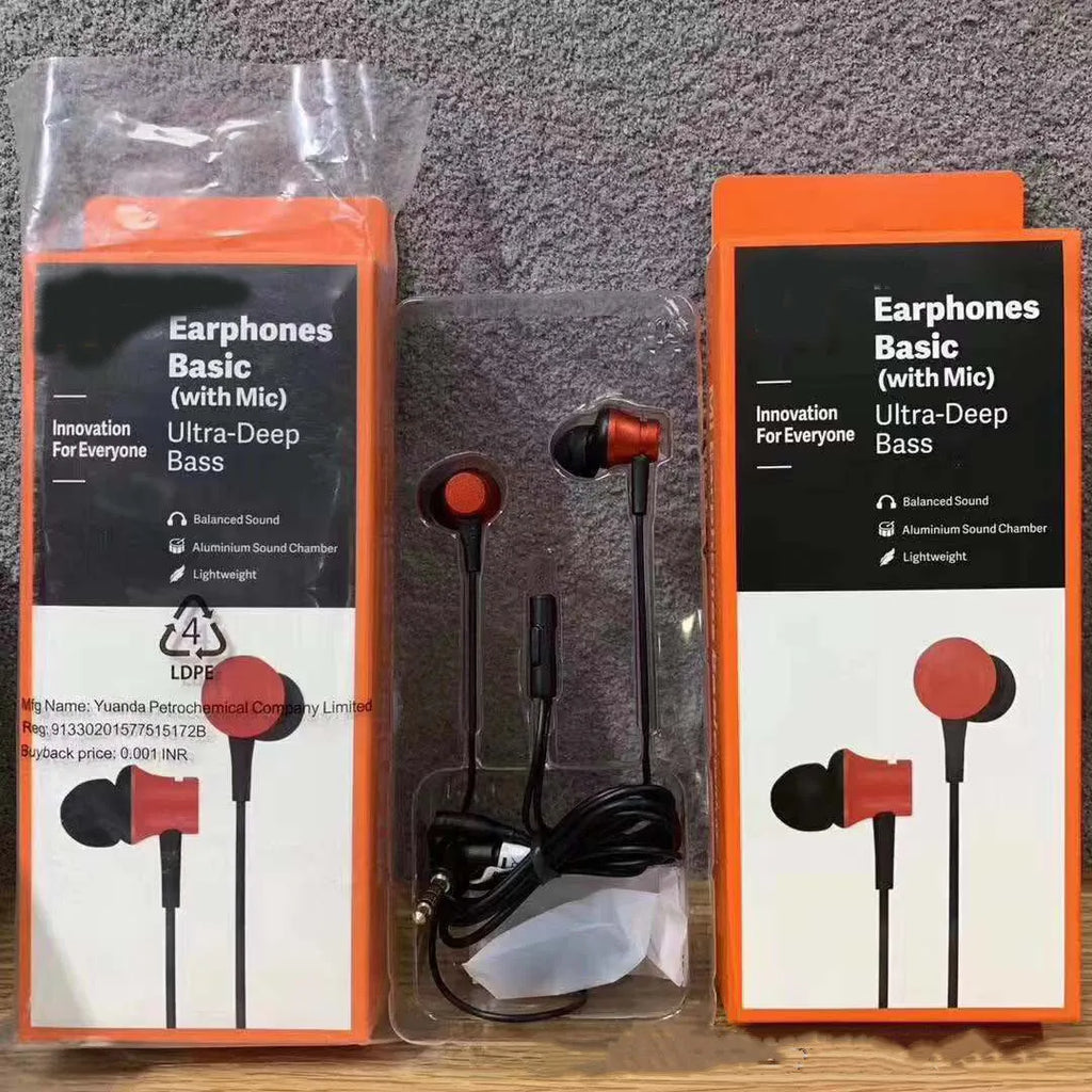 Piston wired in-ear headphones with 3.5mm jack in black, blue, and red colour options