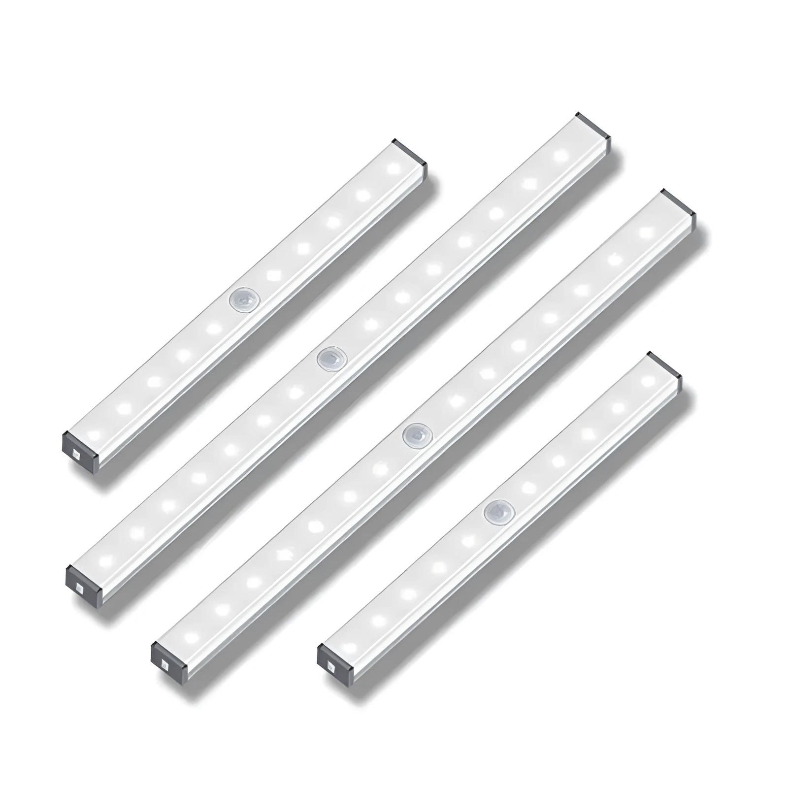 Aluminium USB rechargeable LED light with magnetic back for wardrobes in white or warm white.
