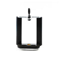 Black plastic U-clip mobile phone holder designed for mounting on cylindrical objects like hoses or poles.