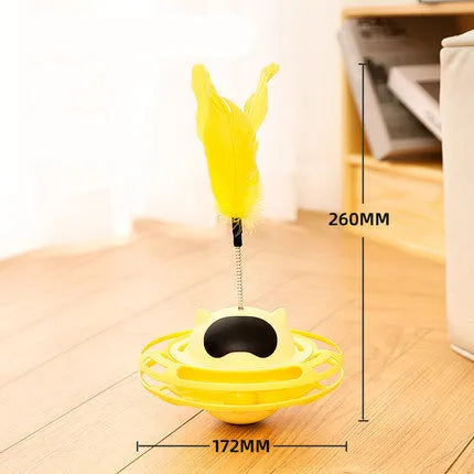 Pink cat stick toy with self-hi tumbler turntable measuring 17cm for indoor play