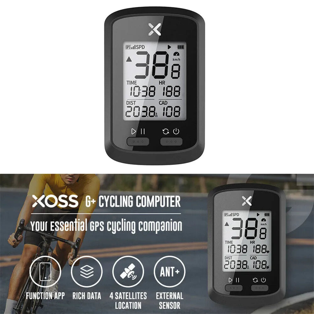Black digital bicycle stopwatch with large LCD display on a plastic casing