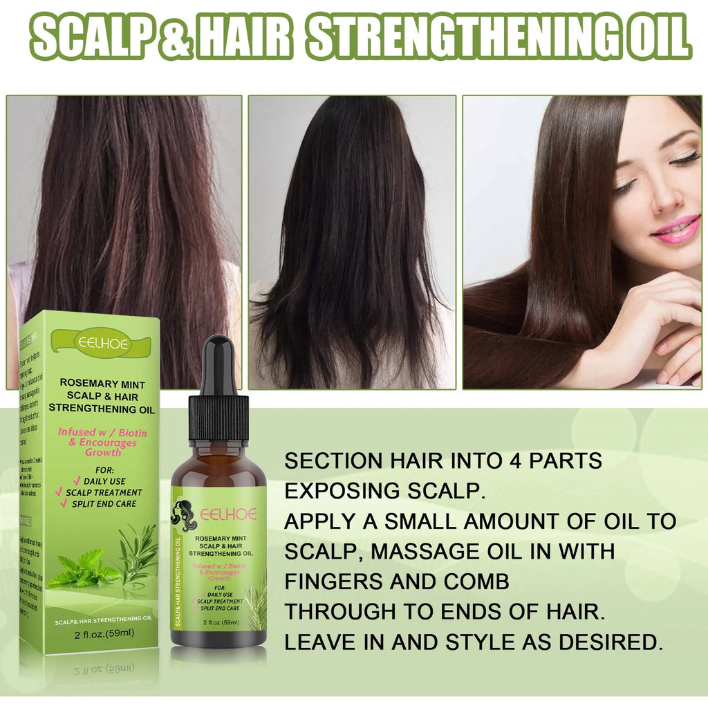 59ml bottle of Rosemary Mint Hair Growth Fluid with natural plant extracts for scalp care.