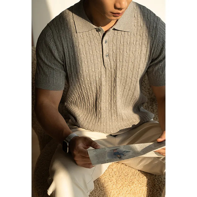 Men's short sleeve top in black khaki or white colours for business commuting wear