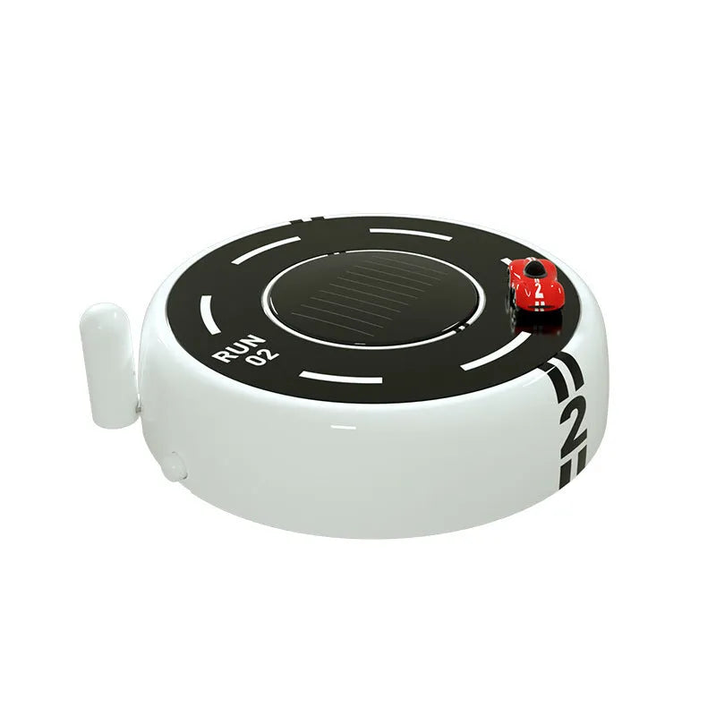 Round solar-powered car air freshener and decorative light in black, red or white modern design
