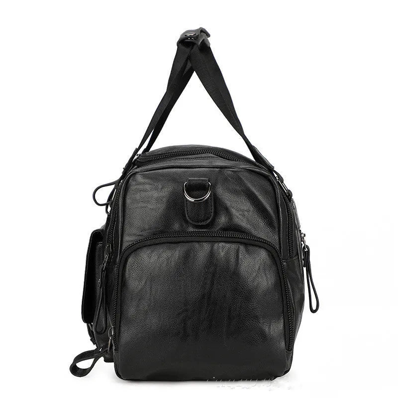 Large black travel shoe bag for organising footwear, measuring 52cm by 19cm by 27cm
