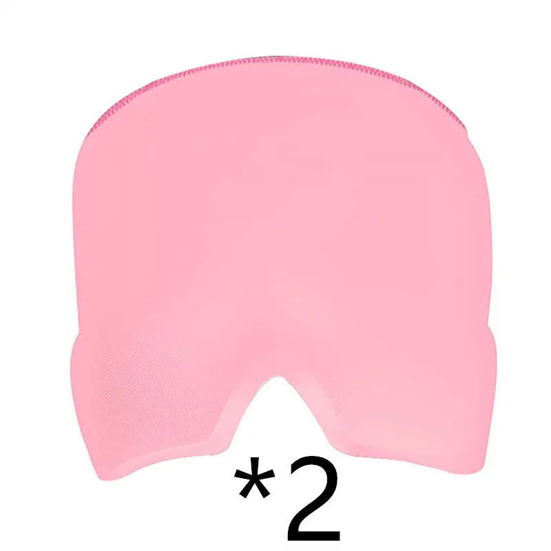 Black reusable gel ice mask for eyes and forehead on a white background