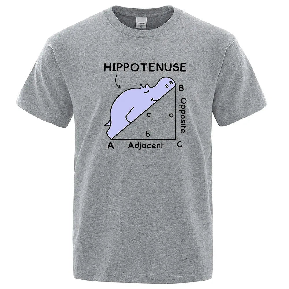 Humorous Hippotenuse Opposite Adjacent printed loose-fit cotton t-shirt in Army Green.