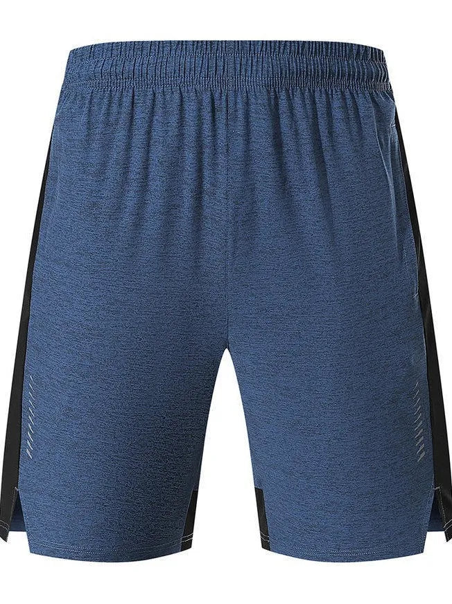 Men's casual spandex shorts in forest green showing stretch fabric and mid-waist design