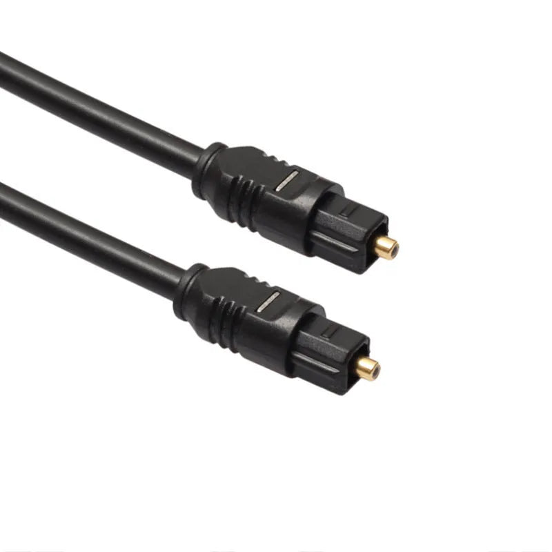 Black Toslink digital optical audio cable with 4mm square connector and 2 metre length