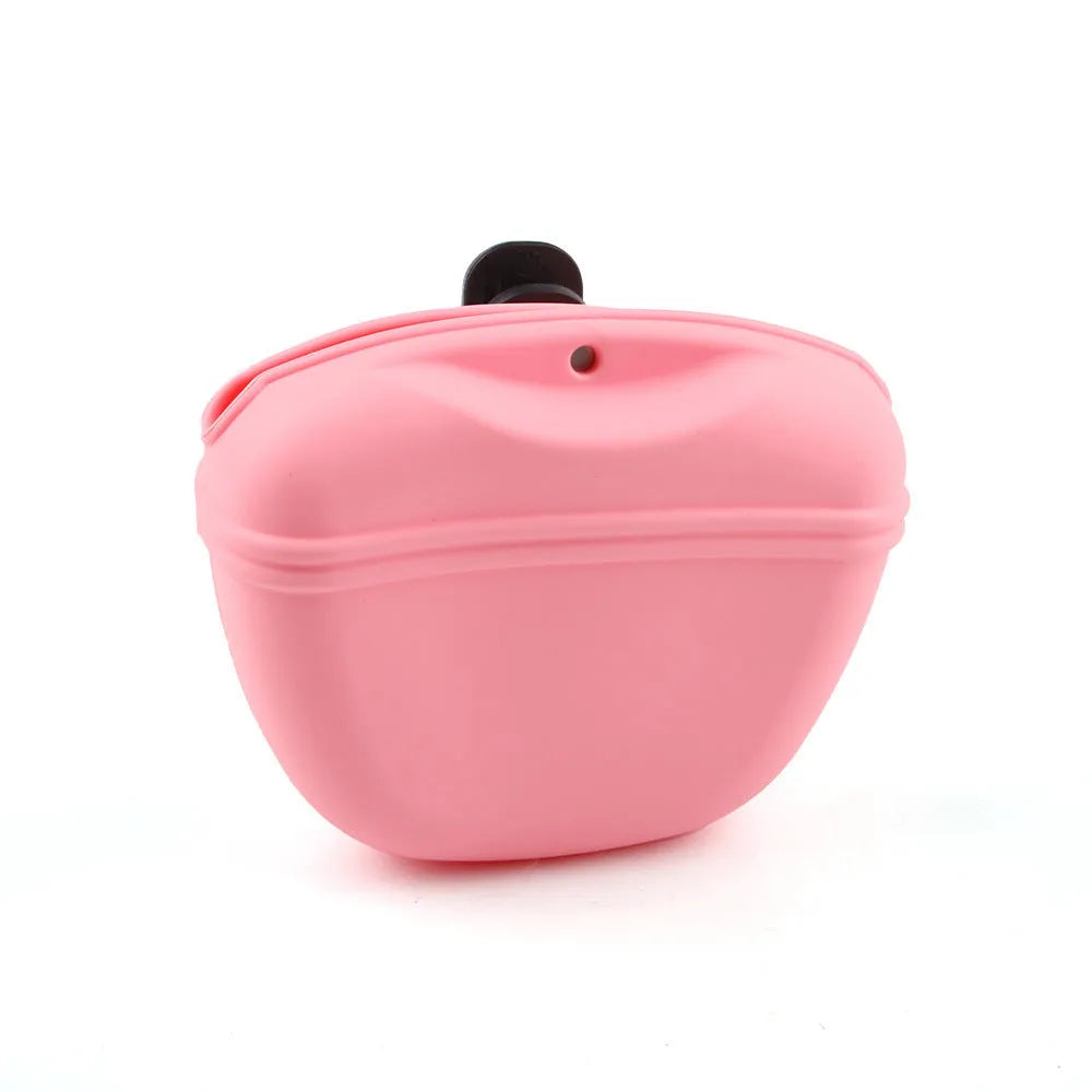Silicone dog training treat waist bag with clip and magnetic closure in multiple colours