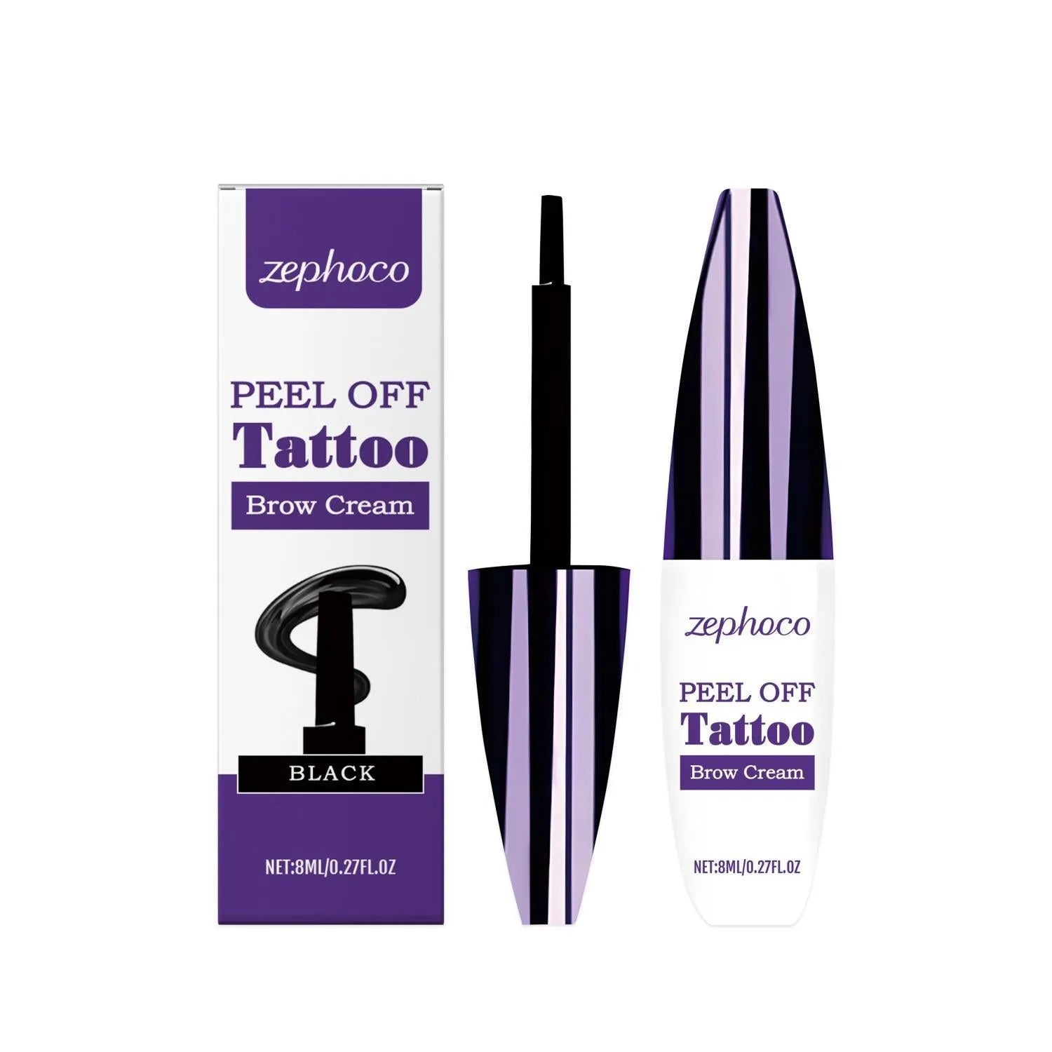 Tearable liquid eyebrow pencil in black, brown, and light brown shades for brow definition.