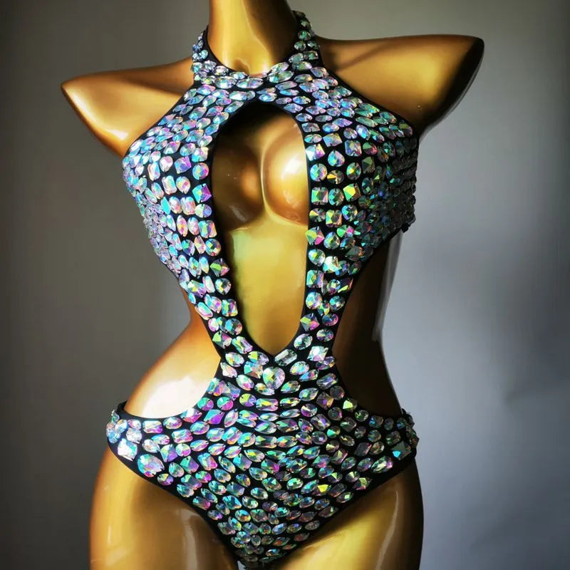 Women's mesh diamond pattern one-piece swimsuit in nylon with polyester lining
