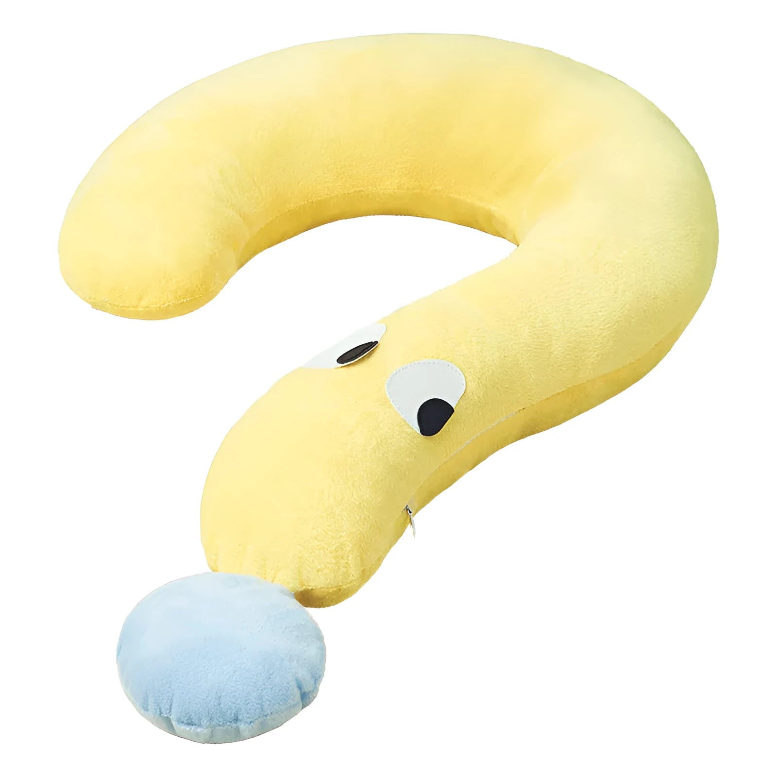 Blue and yellow rectangular pet sleeping pillow measuring 62 by 39 centimetres