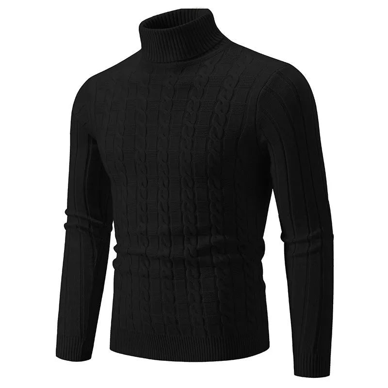 Men's slim fit twist turtleneck pullover in chenille fabric available in multiple colours