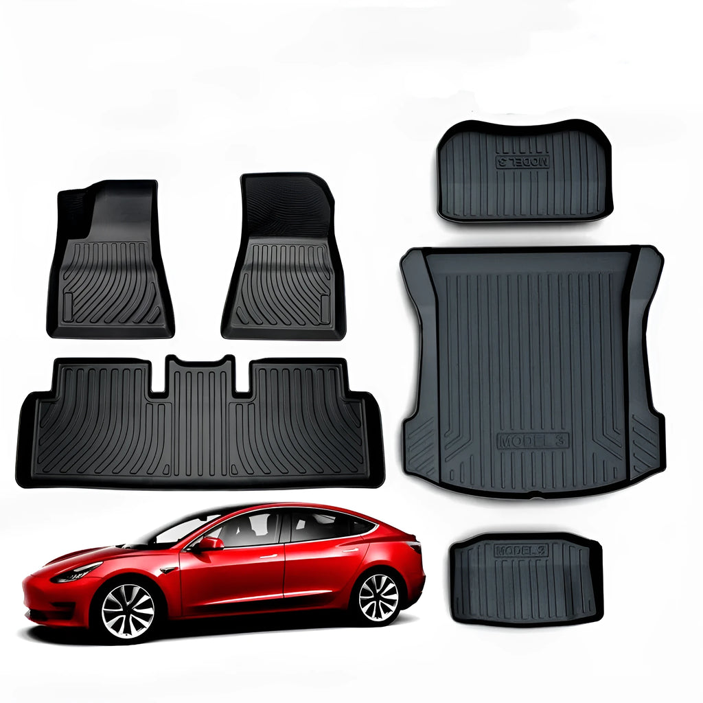 Rubber floor mat with TPE footrest for Tesla car interior