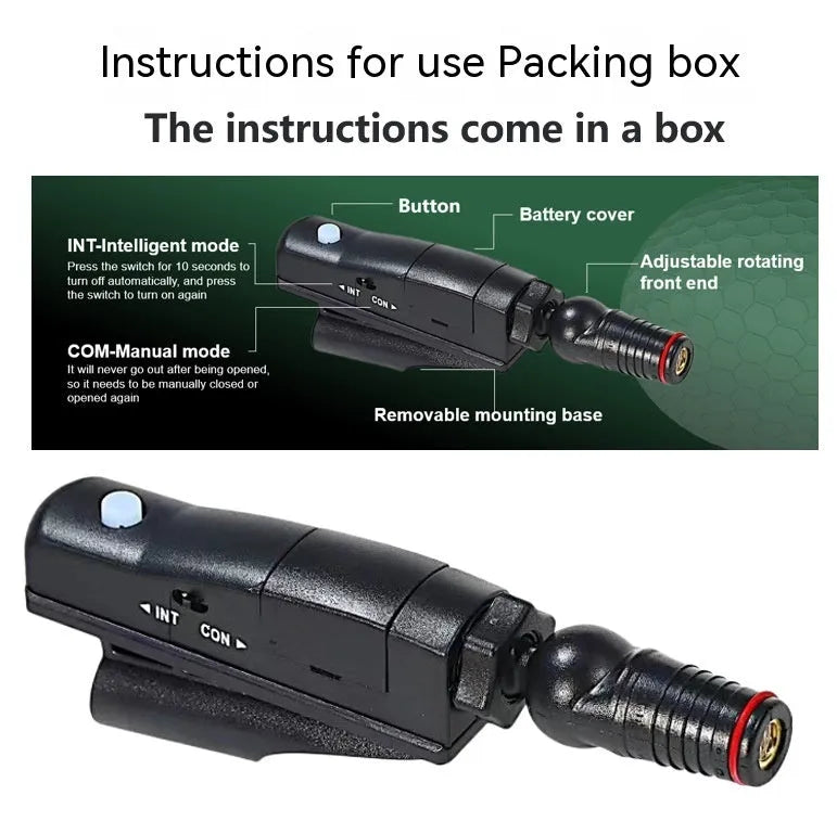 Golf putter laser aiming instrument showing laser sight alignment technology