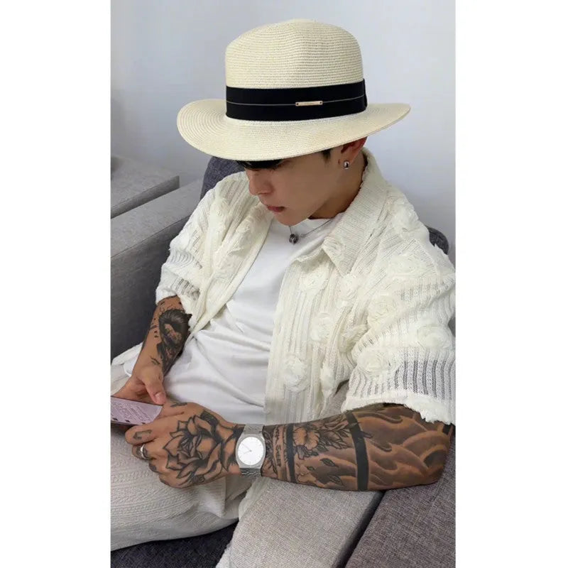 Short-sleeved polyester shirt with wool lining for plus size individuals in milk white colour