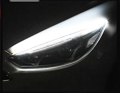Flexible silicone car LED daytime running light and turn signal strip showing length options