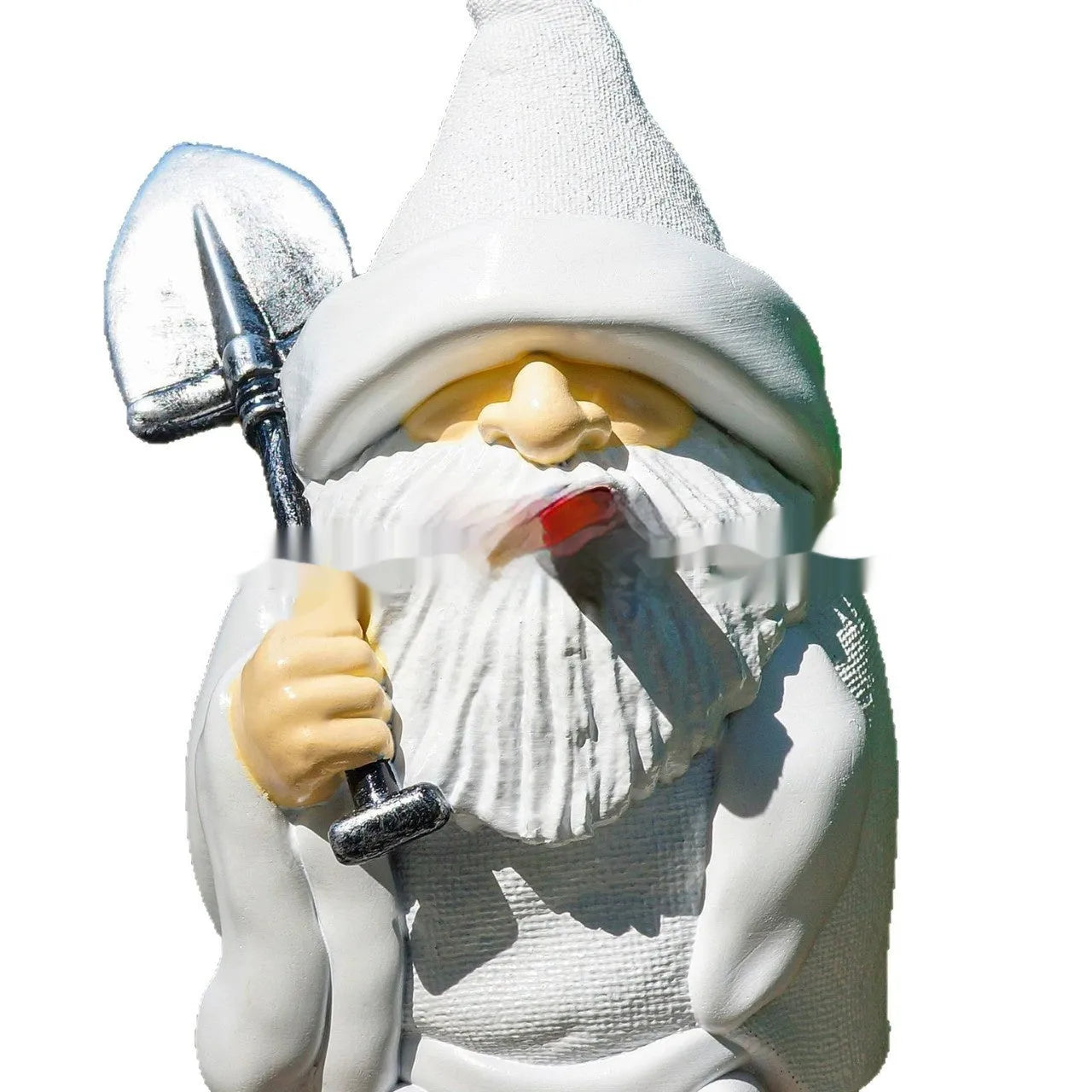 Christmas pipe dwarf resin garden ornament holding smoking shovel accessory