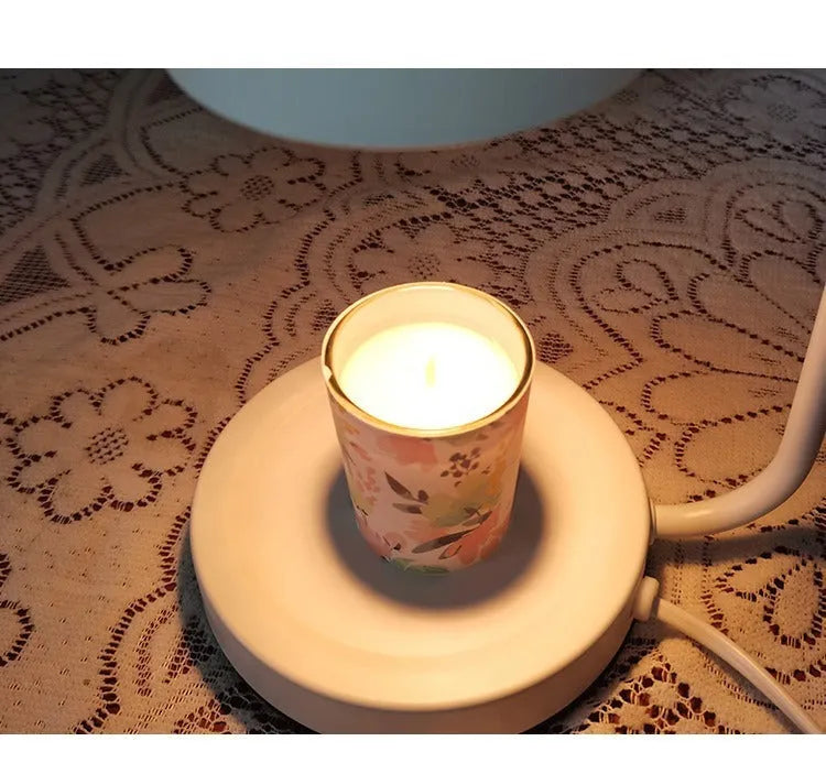 European style white aromatherapy wax melt lamp with dimmer switch and metal holder