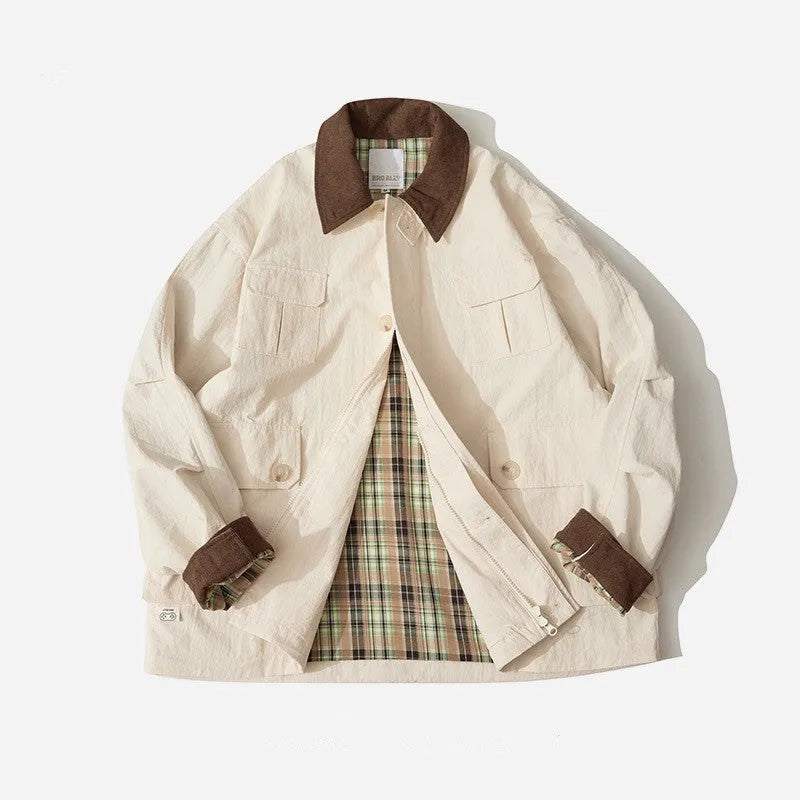 Green solid colour casual polyester jacket with side seam pockets